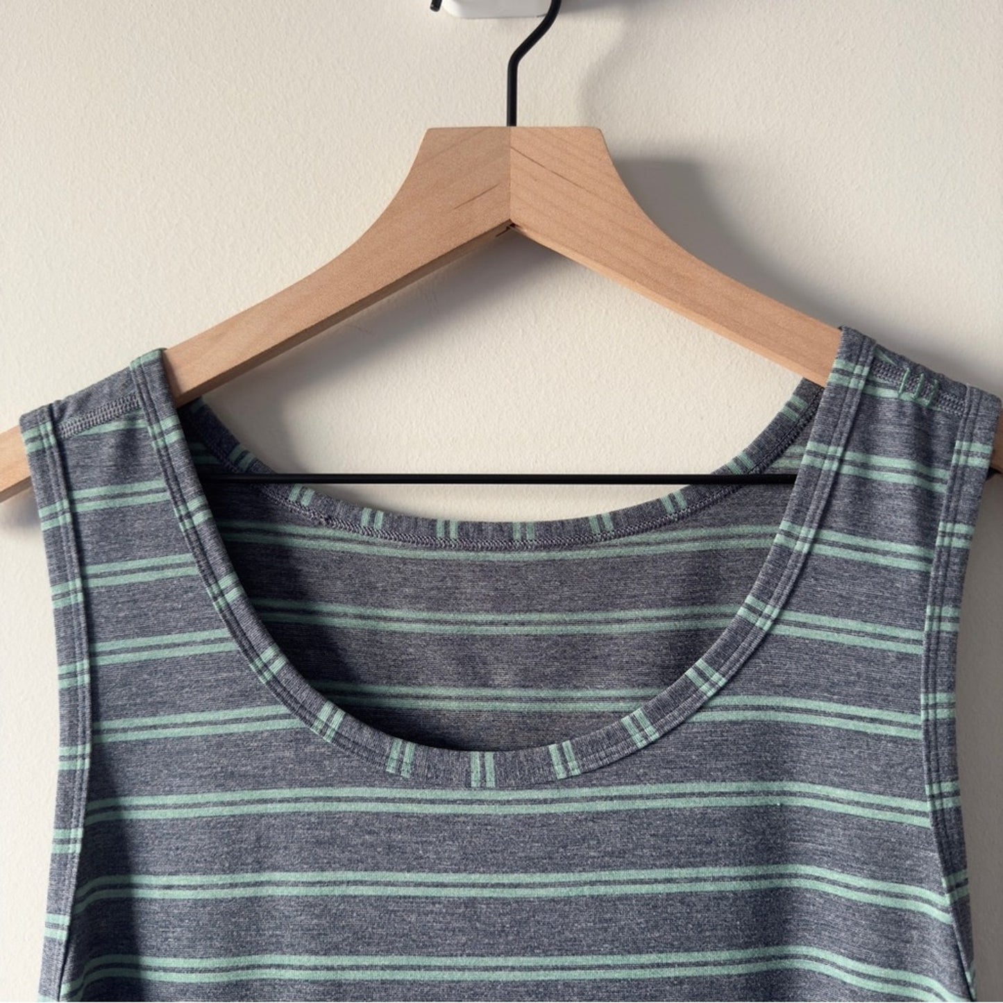 Lululemon T.H.E. Tank in Double Dip Stripe Heathered Inkwell Vintage Green top