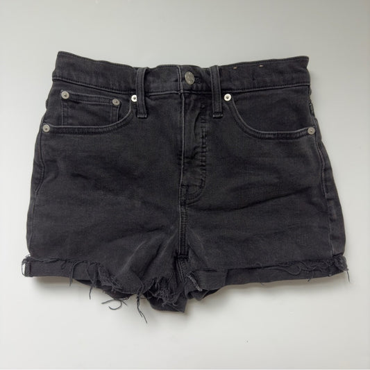 Madewell High-Rise Denim Shorts Jean cotton stretch high waisted gray black zip
