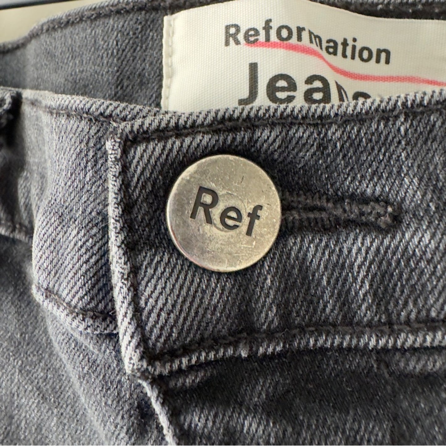 Reformation Jeans May High & Skinny in Washed Black Organic Cotton Made in USA
