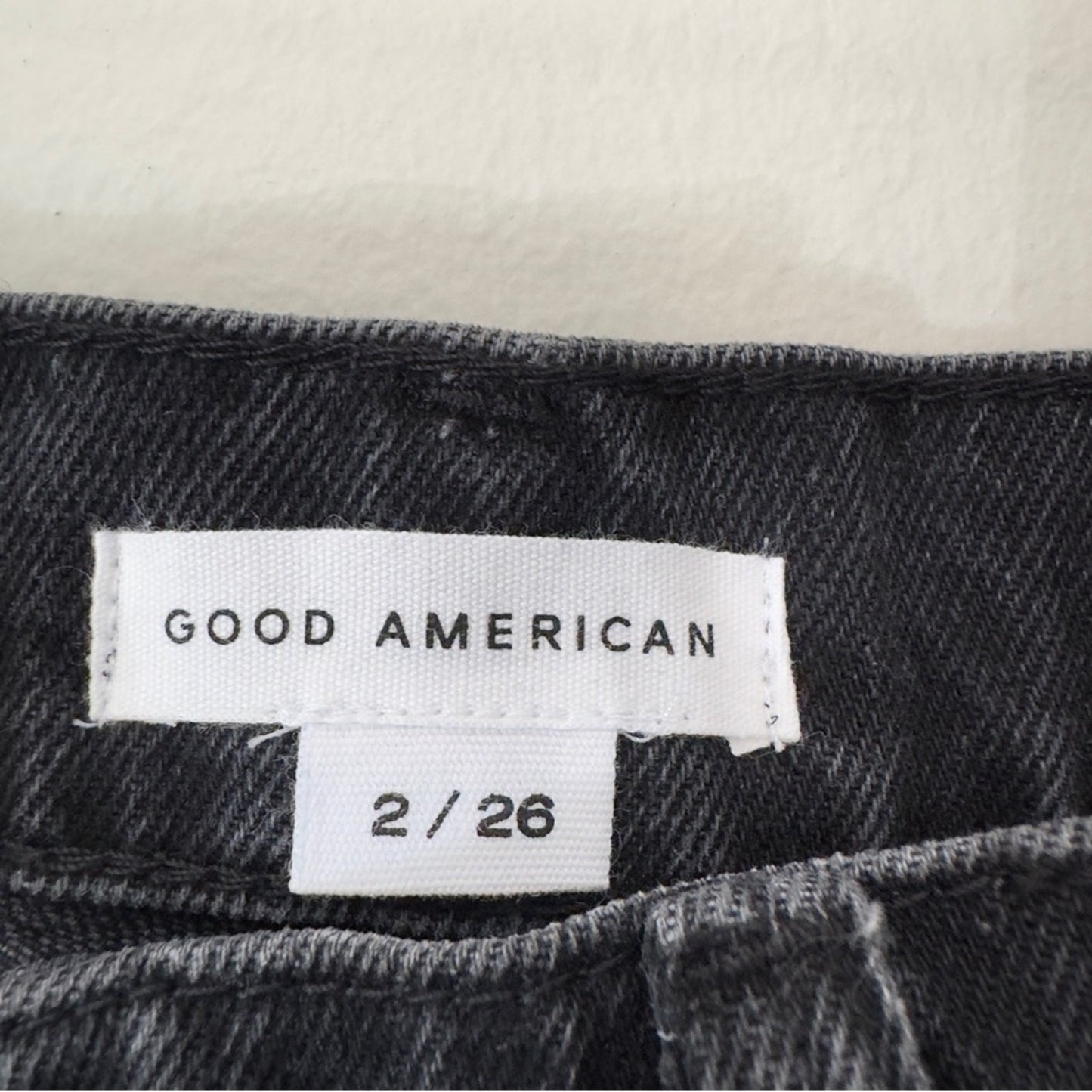 Good American Distressed Cut Off Jean Shorts Cutout Recycled Cotton Pockets Zip