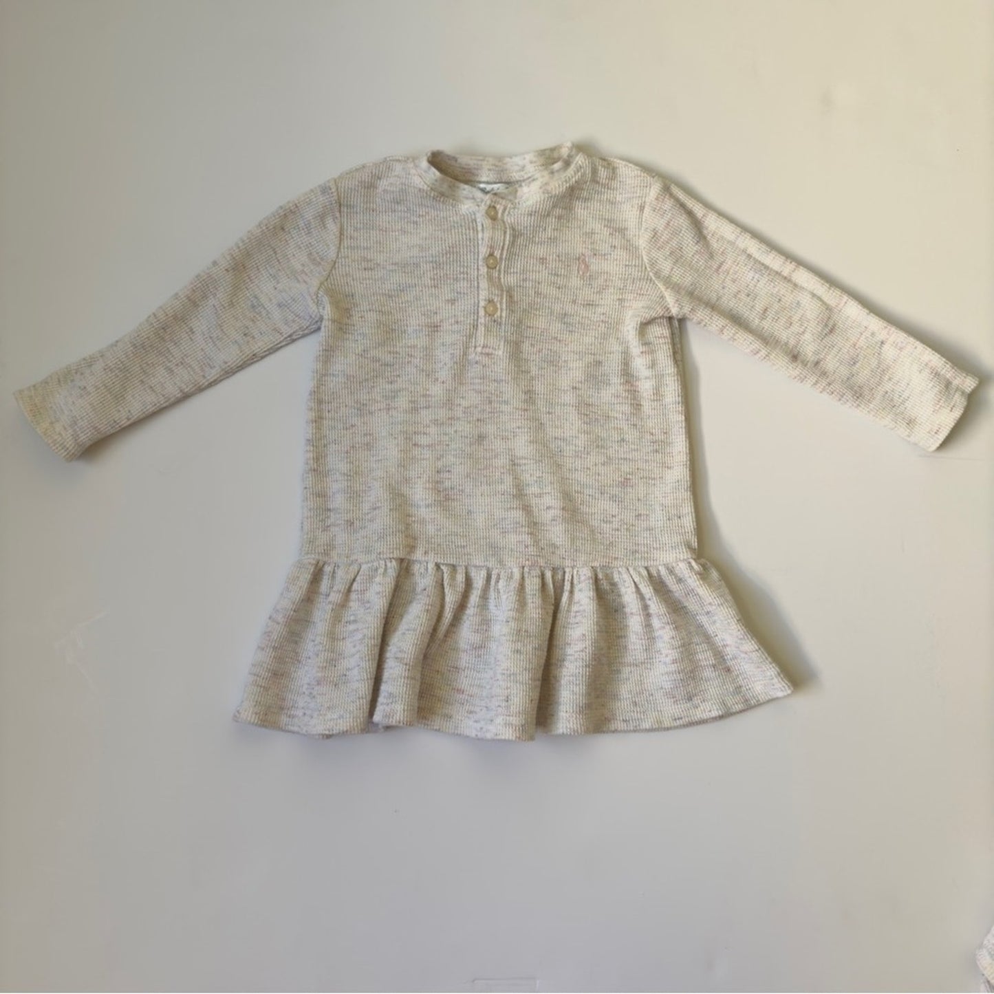 Ralph Lauren Baby Cream Knit Dress with Bloomers speckled long sleeve button up