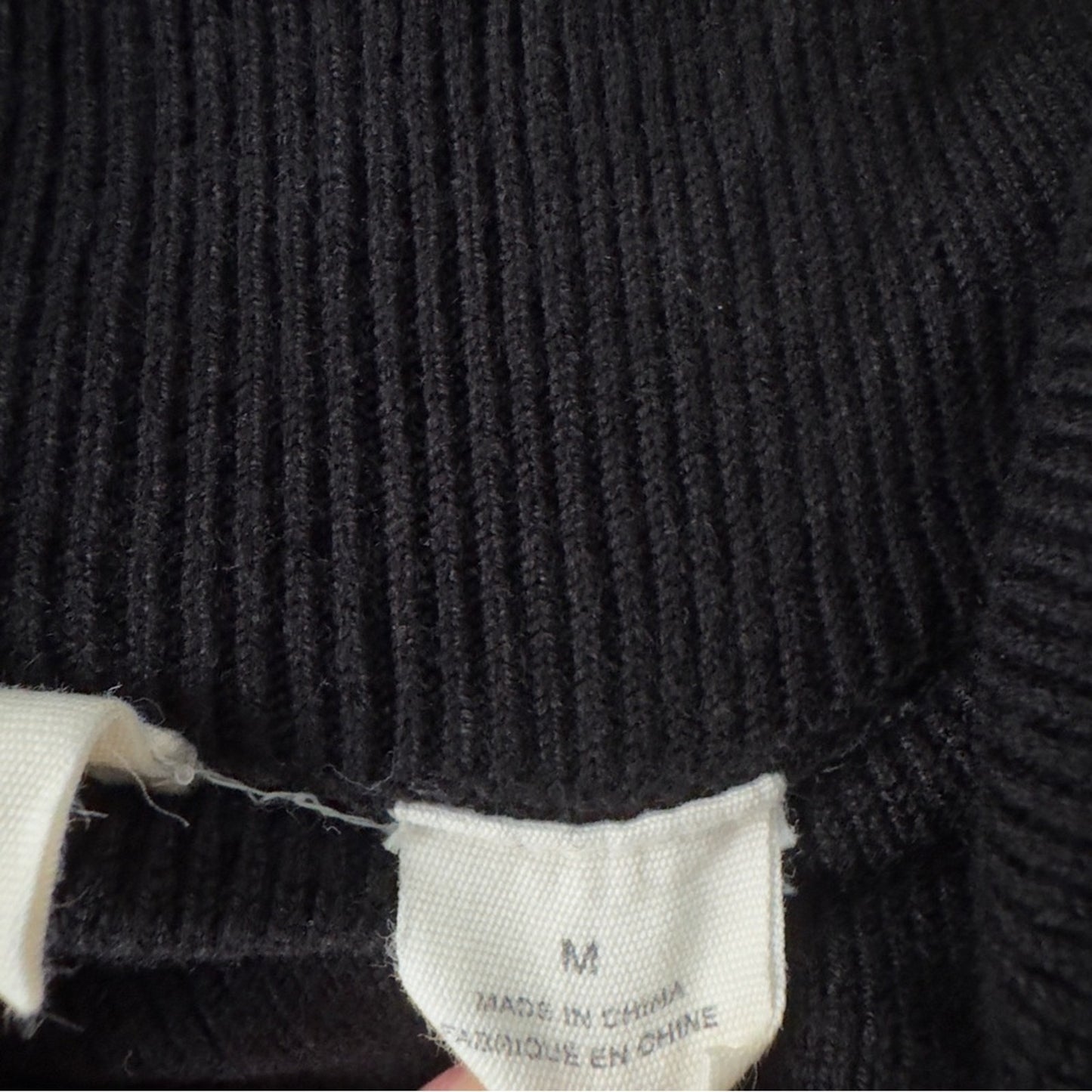 Anthropologie Moth Turtleneck Black Gray Ribbed Knit Dress Tie Waist long sleeve