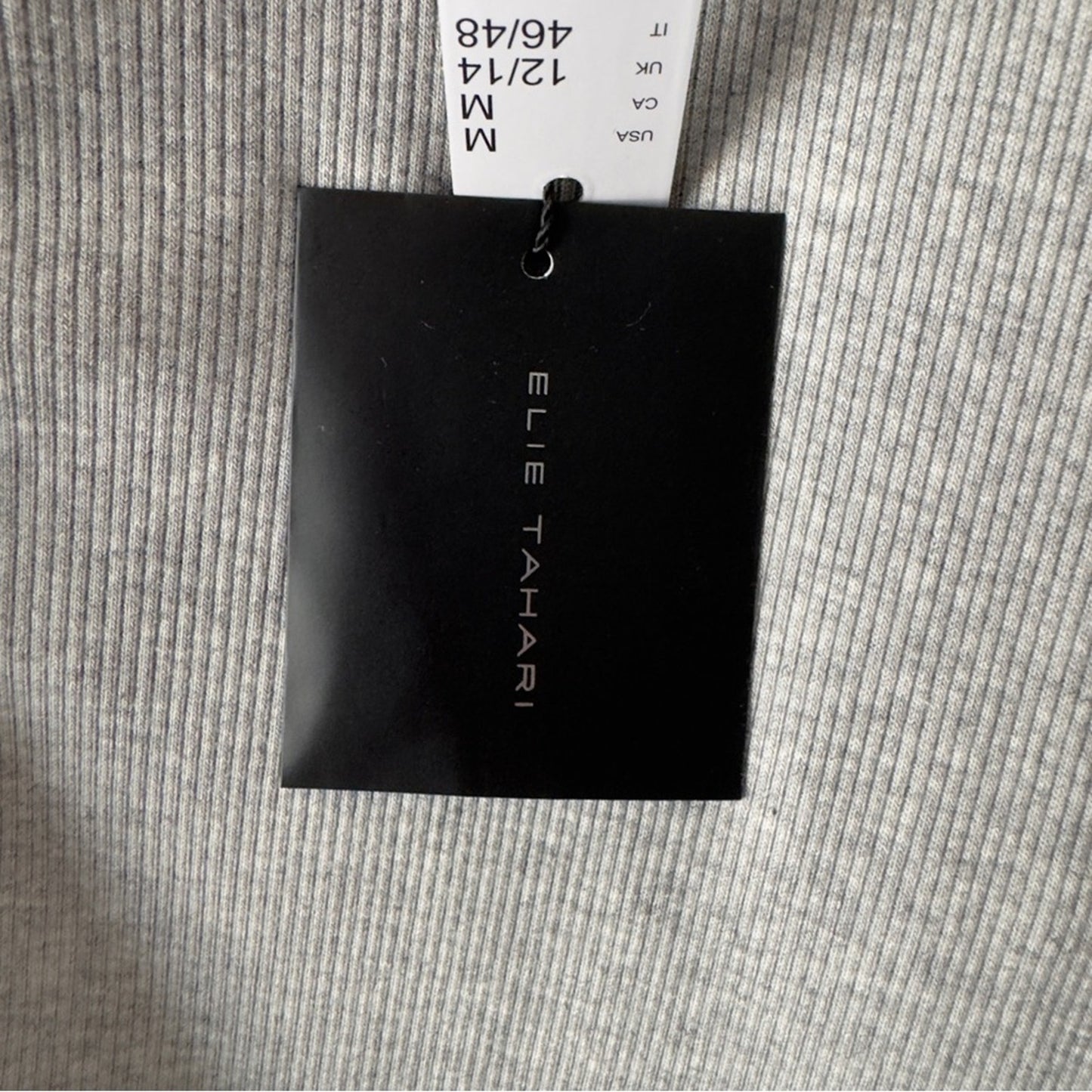 Elie Tahari Gray Long Sleeve Cardigan Half Button Front Minimalist Ribbed Solid