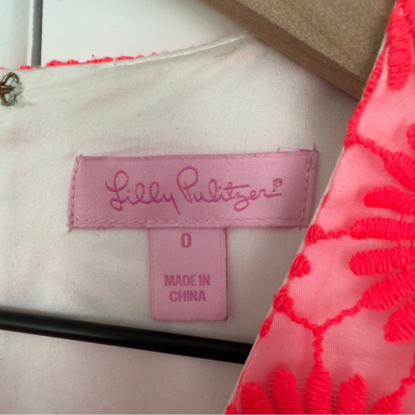 Lilly Pulitzer Fiesta Pink Floral Lace Pearl Bead Pinwheel Mini Dress Sleeveless