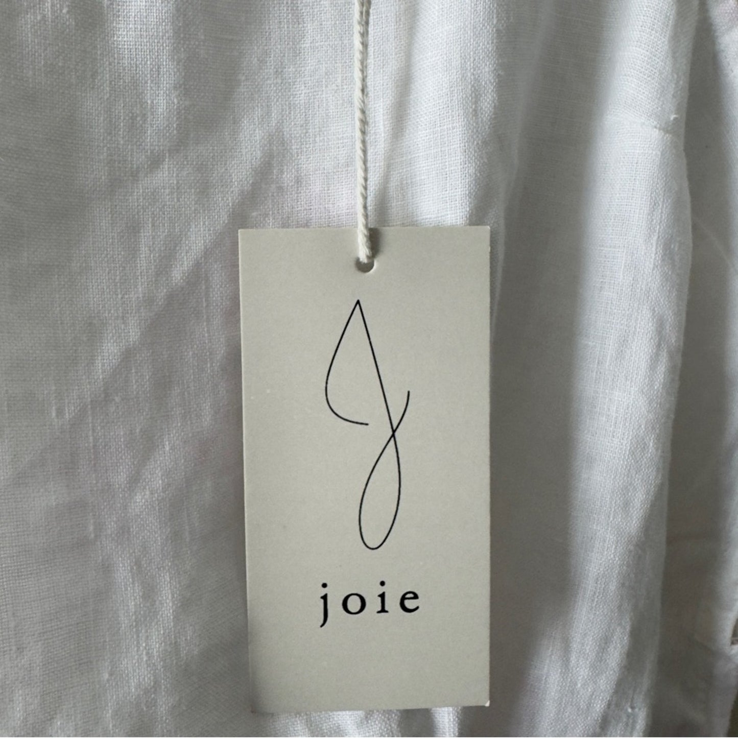 Joie 100% Linen White Smocked Waist Tank Top Sleeveless lace straps button side