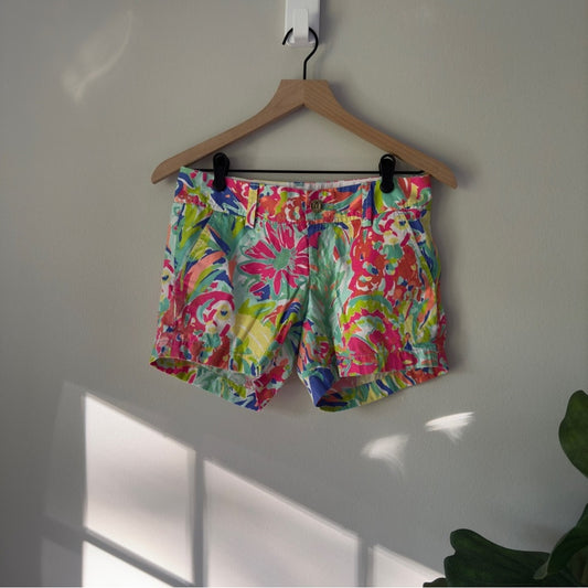 Lilly Pulitzer The Callahan Short Casa Banana Print 100% Cotton Floral Colorful