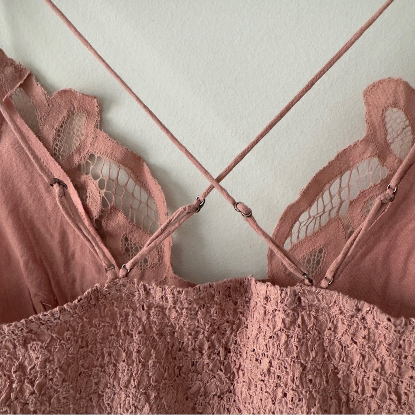 Free People FP One Adella Bralette Boho Lace Camisole Top Pink Rose bohemian M