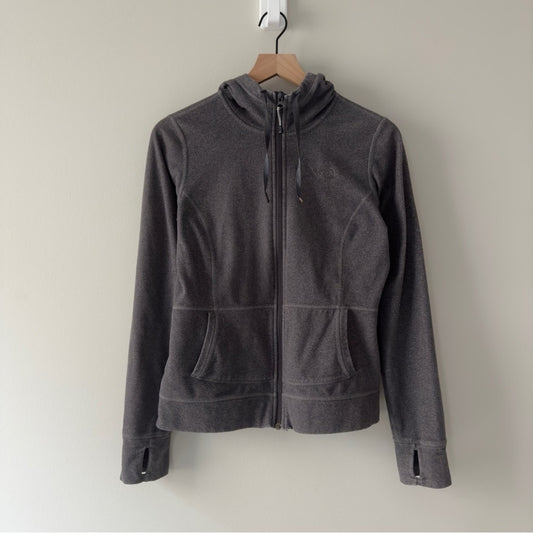 The North Face Gray Fleece Hoodie Jacket Full Zip Long Sleeve Pockets Drawstring