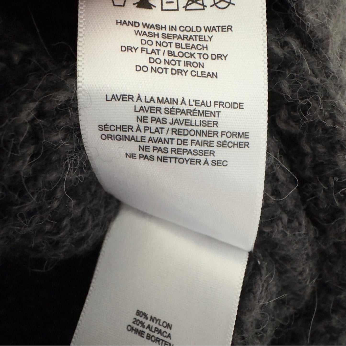 Lole Alpaca Blend Charcoal tight Knit Sweater crew neck long sleeve warm cozy XL