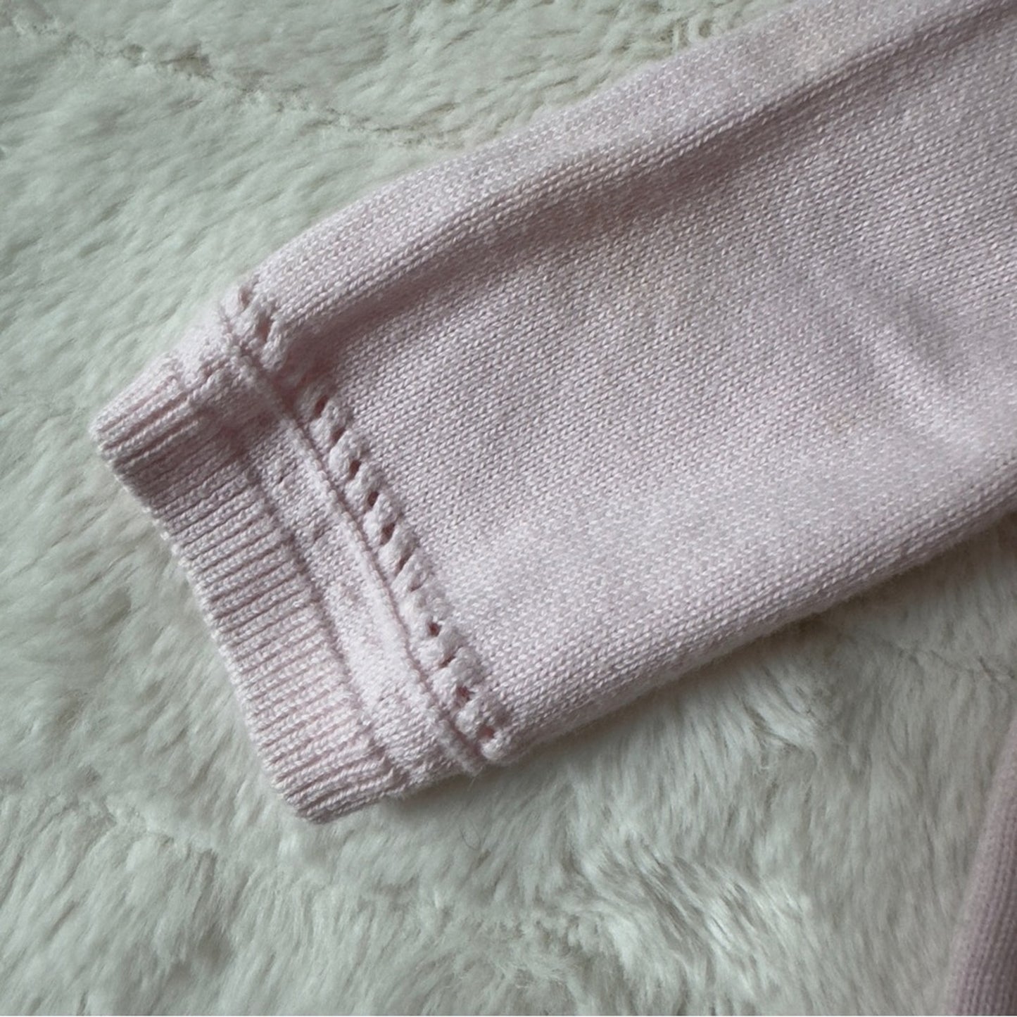 Janie and Jack 100% Cotton Blush Pink Baby Sweater cardigan long sleeve soft EUC