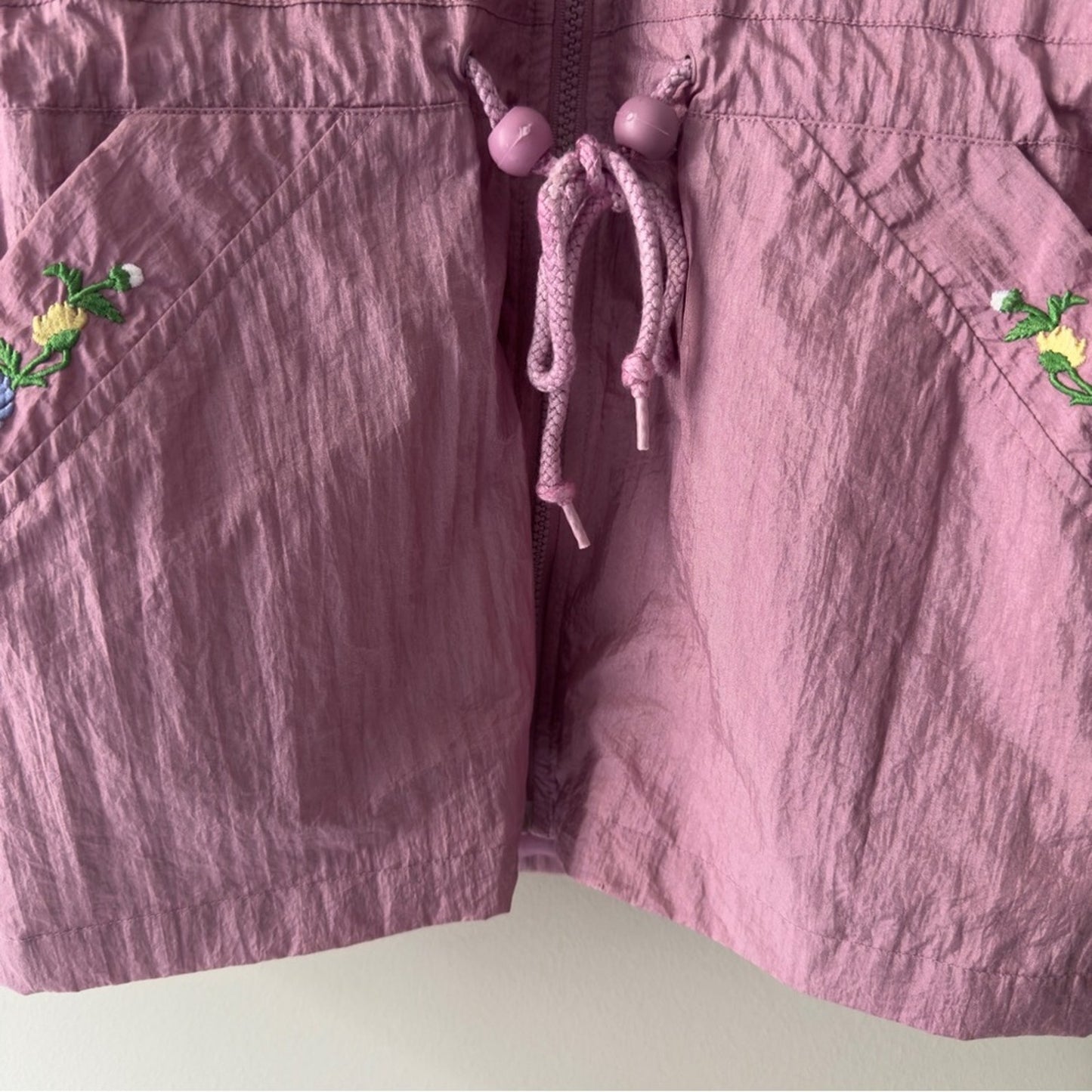 Vintage 90s Blair Floral Embroidery windbreaker Jacket Drawstring Waist full zip