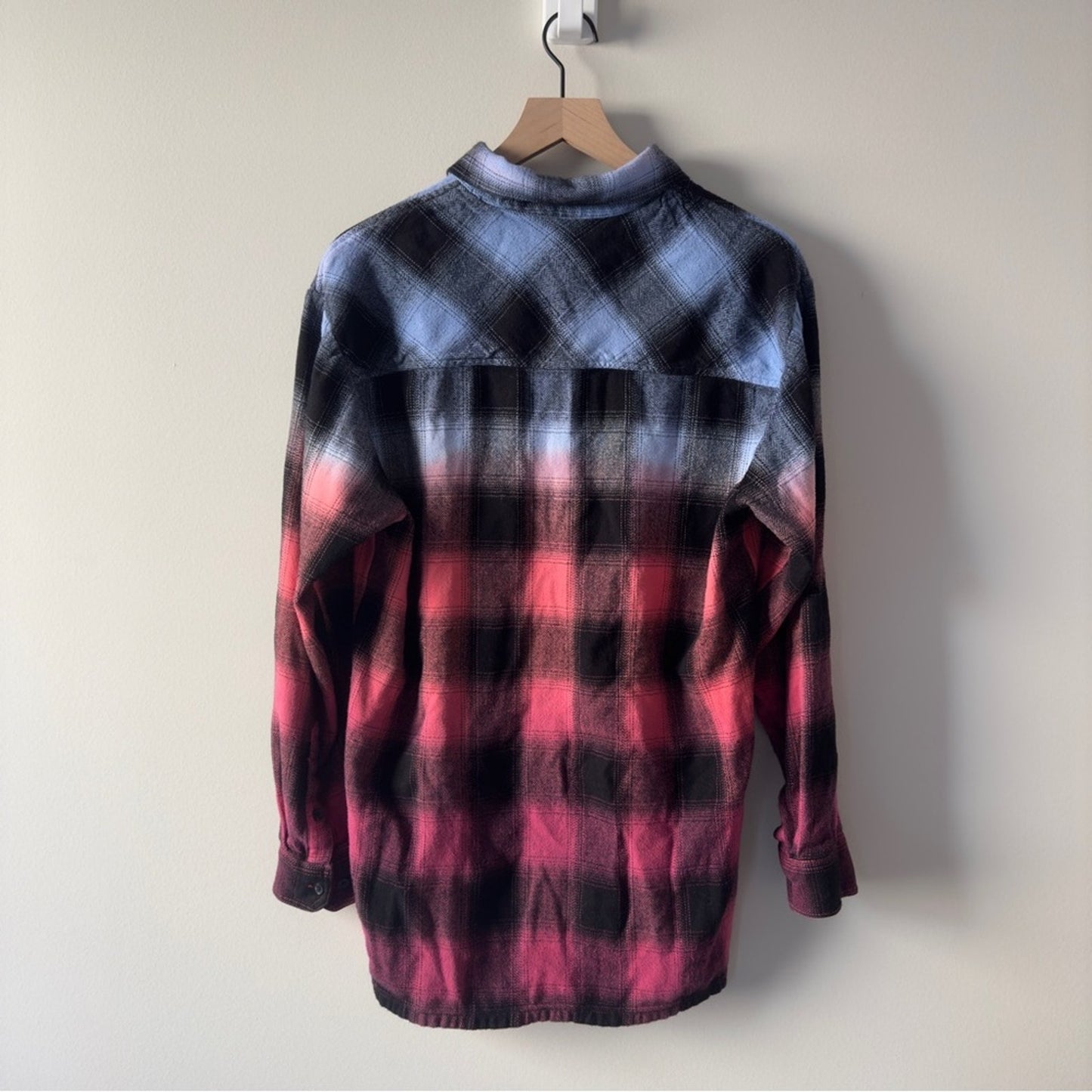 True Religion ombré flannel Plaid Button-down Shirt long sleeve collared pockets