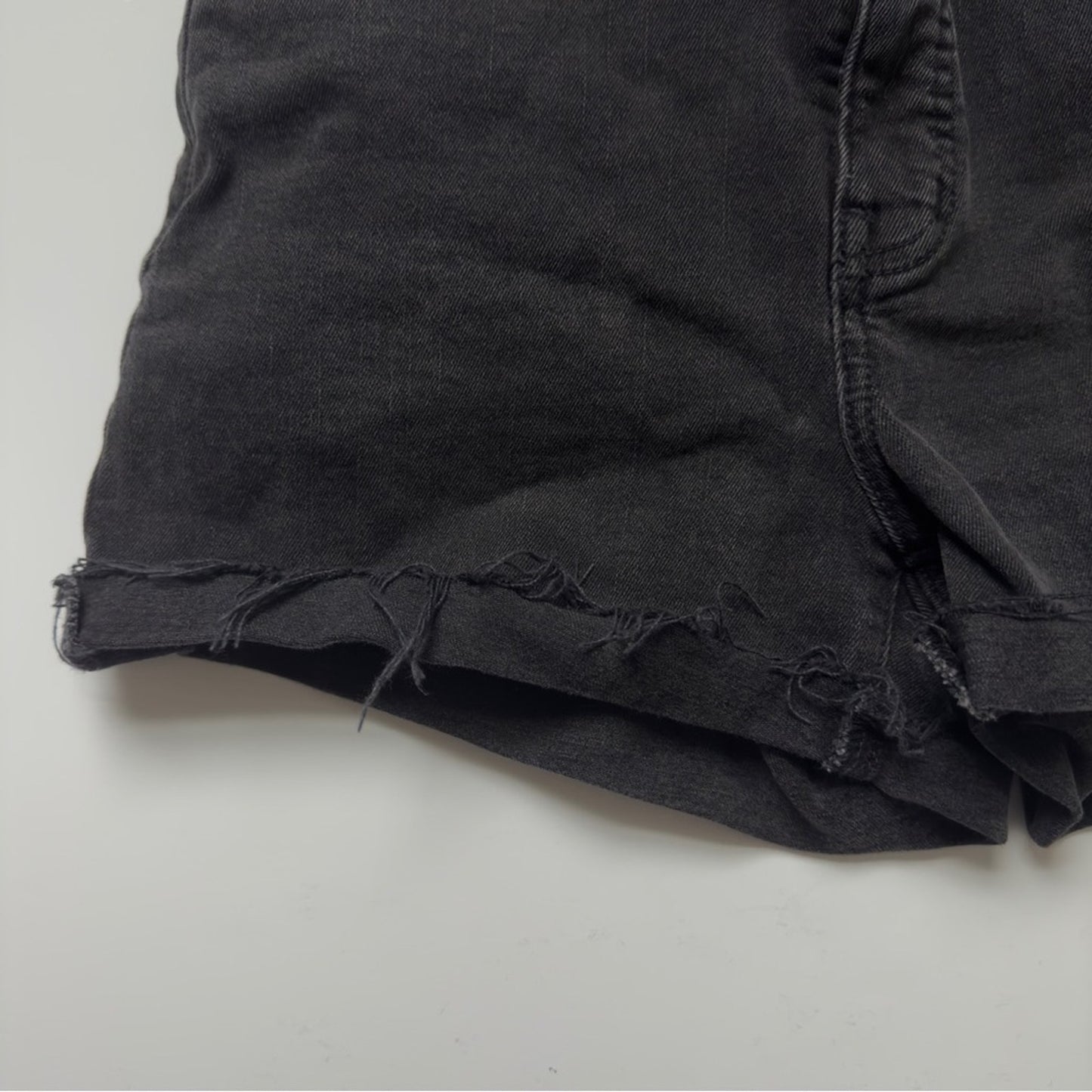 Madewell High-Rise Denim Shorts Jean cotton stretch high waisted gray black zip