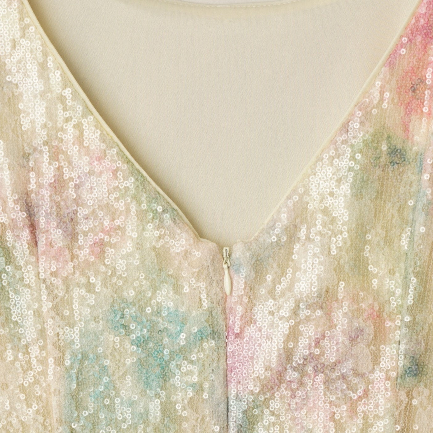 Studio One New York Sequin Floral Dress Y2K Sparkly Sleeveless Party V Back EUC