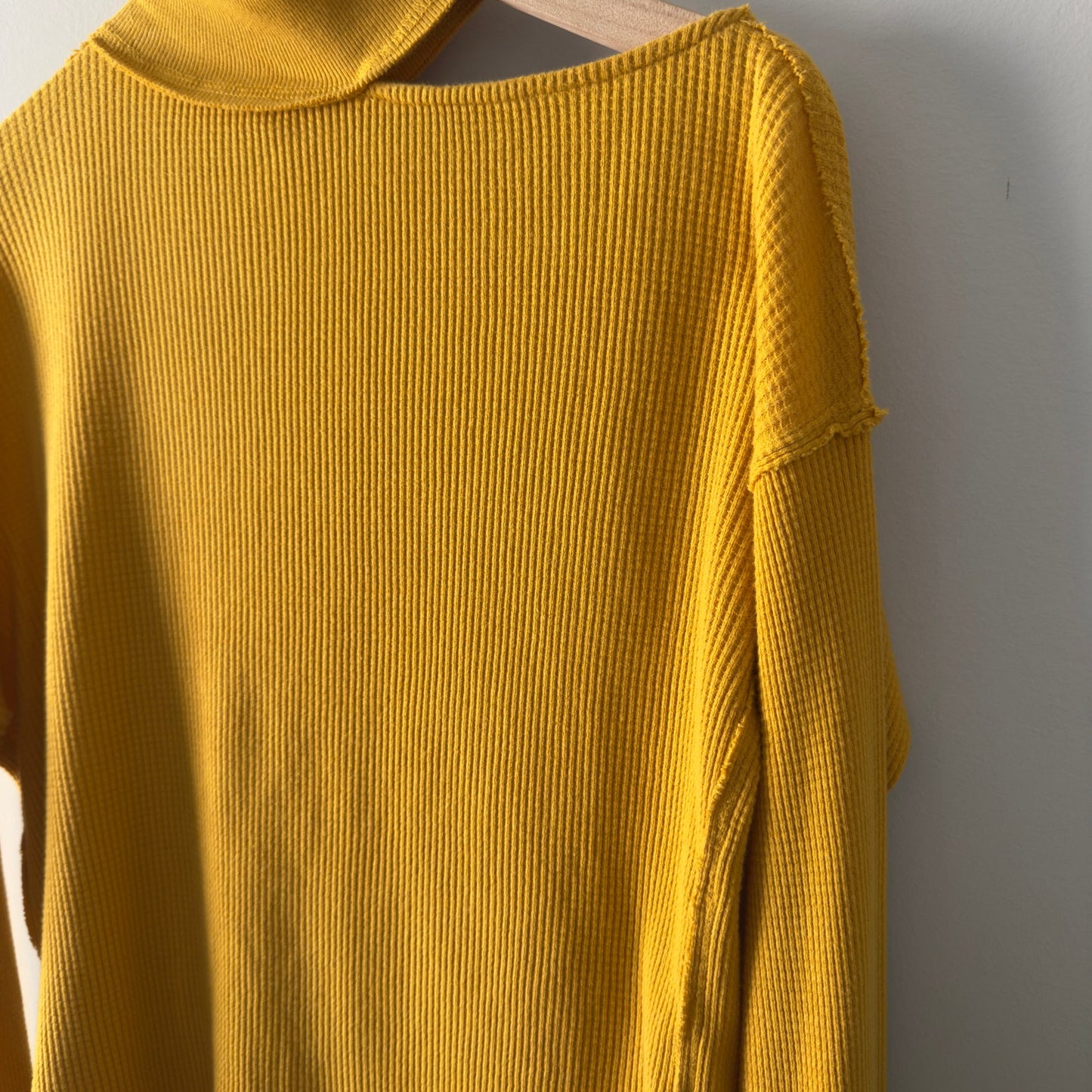 Free People We the Free 100% Cotton Just For You Top Long Sleeve Waffle Knit EUC
