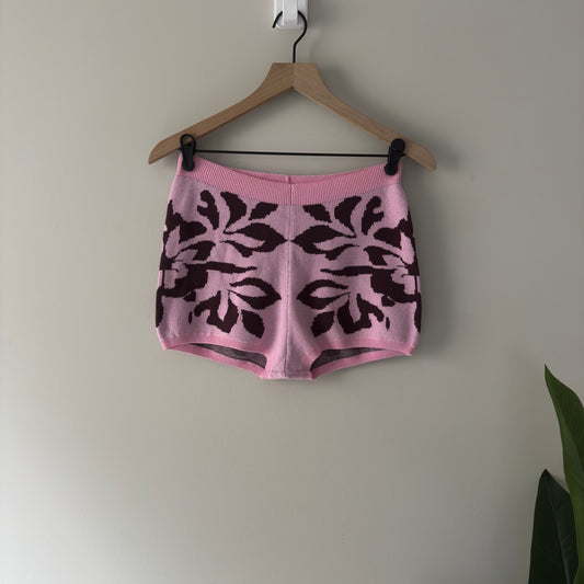 Free People Kaia Swit Shorts in Bright Lilac Combo Pink Floral Knit Micro Short