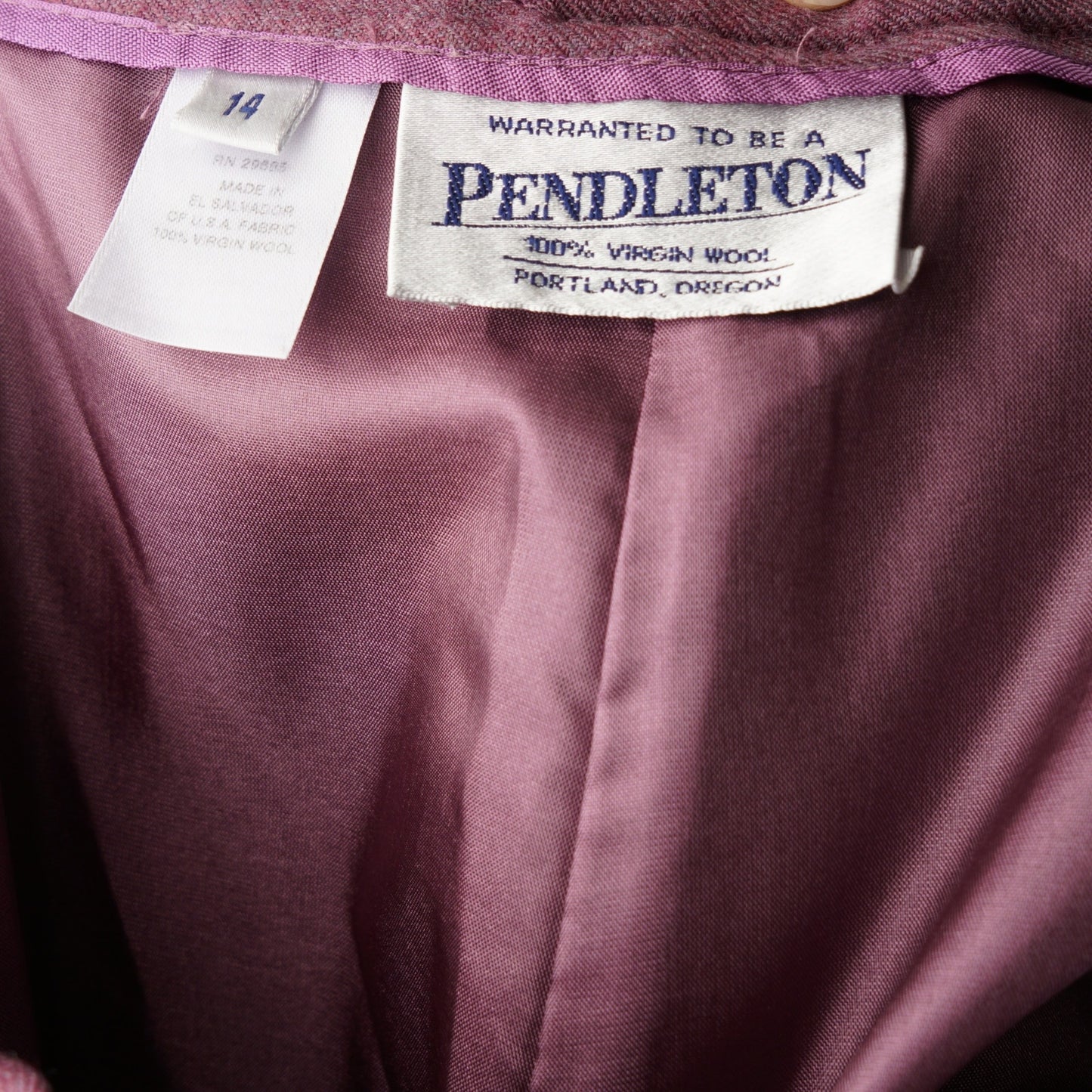 Vintage 90s Pendleton 100% Virgin Wool Pants Plum Pockets Zip Hook Eye Solid 14