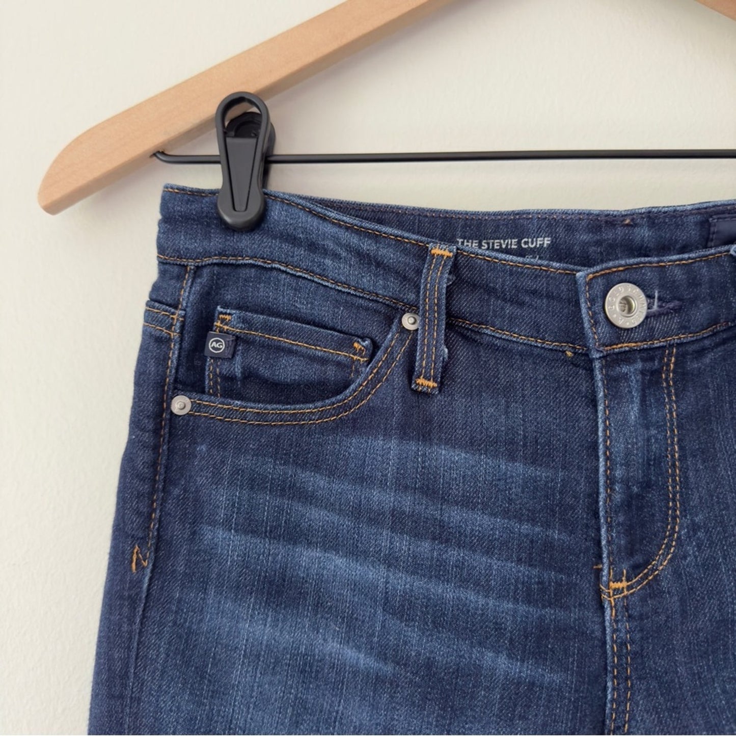 Adriano Goldschmied The Stevie Cuff Slim Straight Cuffed Jeans Dark Wash USA Zip