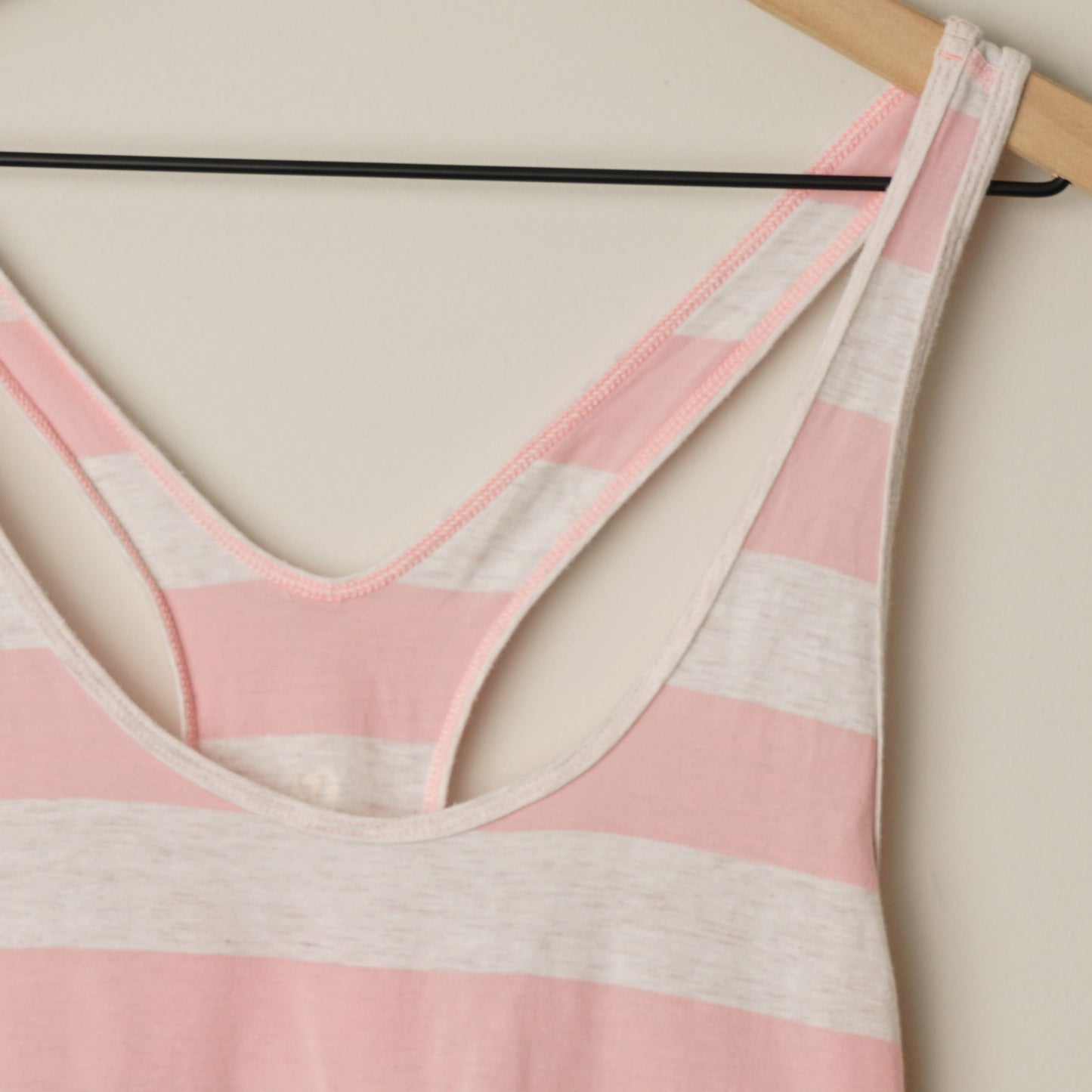 Lululemon Om Racerback Steep Stripe Beached Coral Heathered Angel White Tank Top