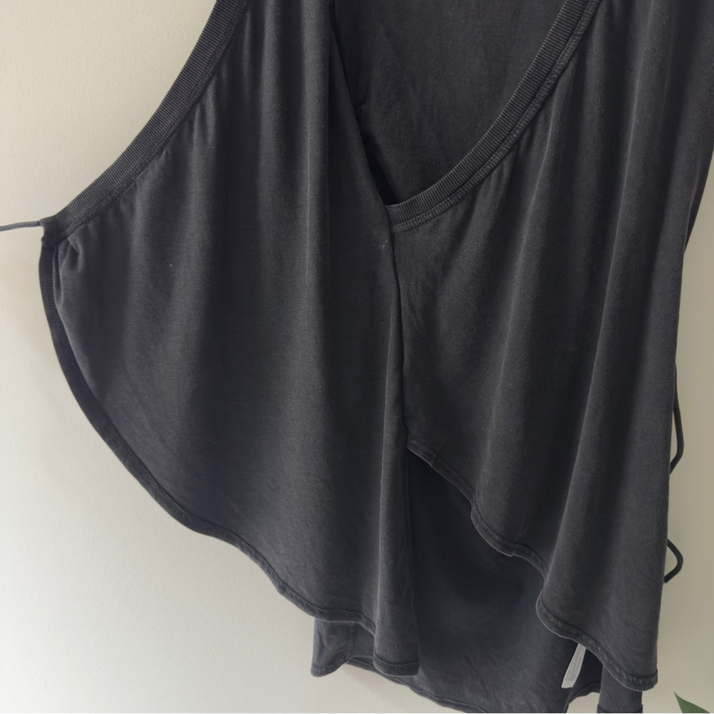 Daily Practice by Anthropologie Montauk V-Neck Dress Black Wrap Mini Cotton Tie