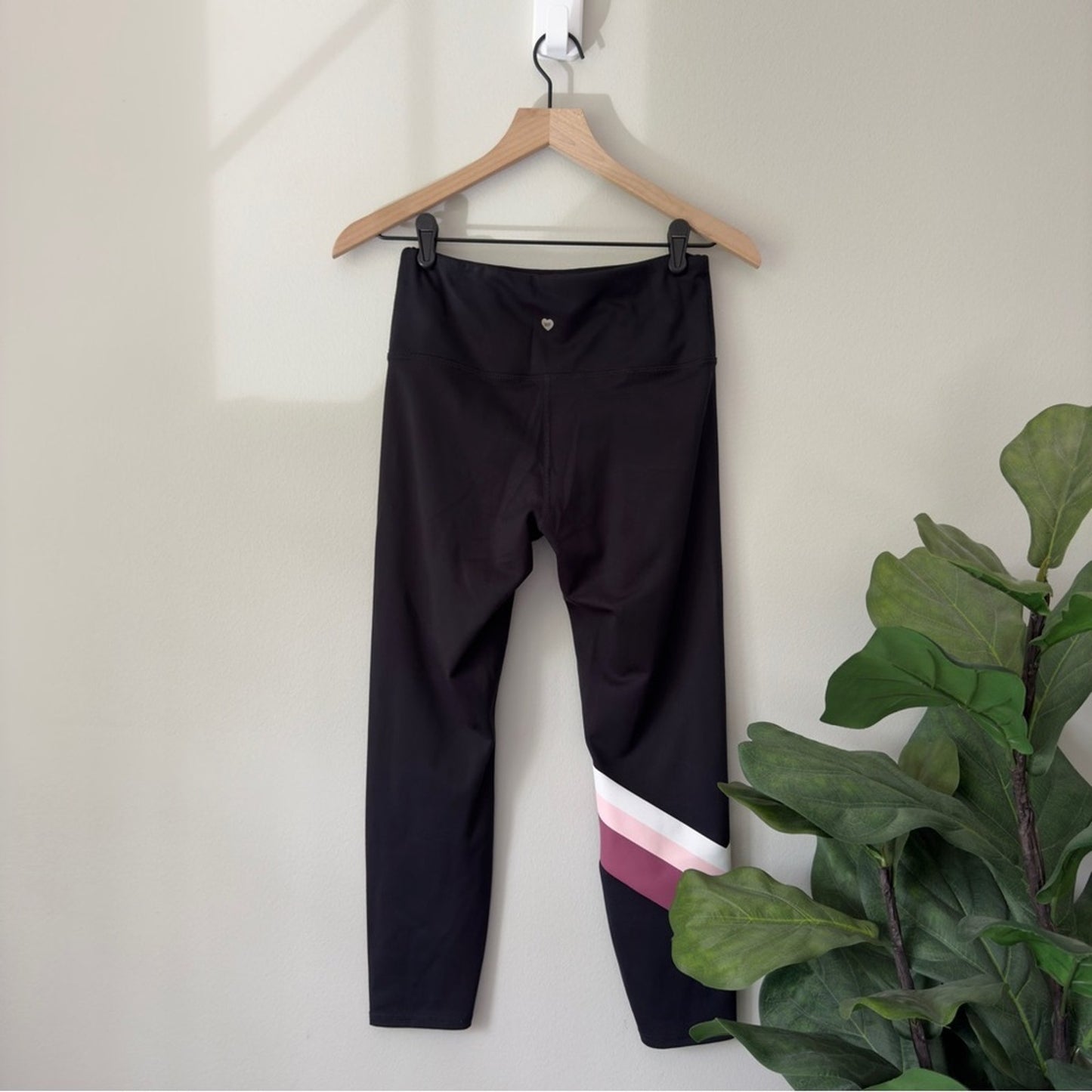 Wildfox Sweat Athletic Leggings High Rise Stretch Skinny Logo Stripes Leg Active