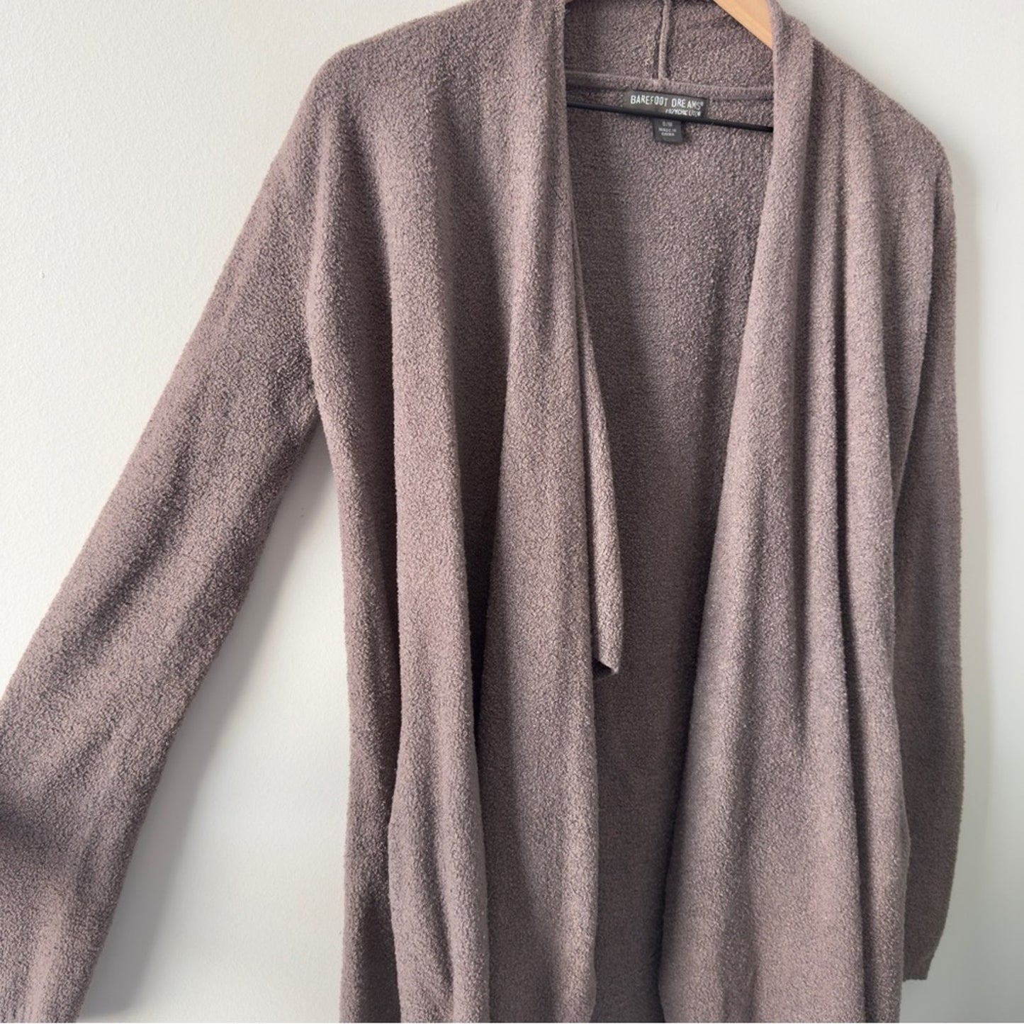 Barefoot Dreams Cozy Brown Open-Front Cardigan Long Sleeve Pockets Soft Winter S