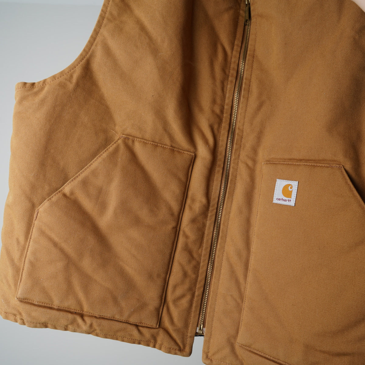 Carhartt Men's Iconic V01 Firm Duck Vest in Brown Canvas 100% Cotton Shell Zip