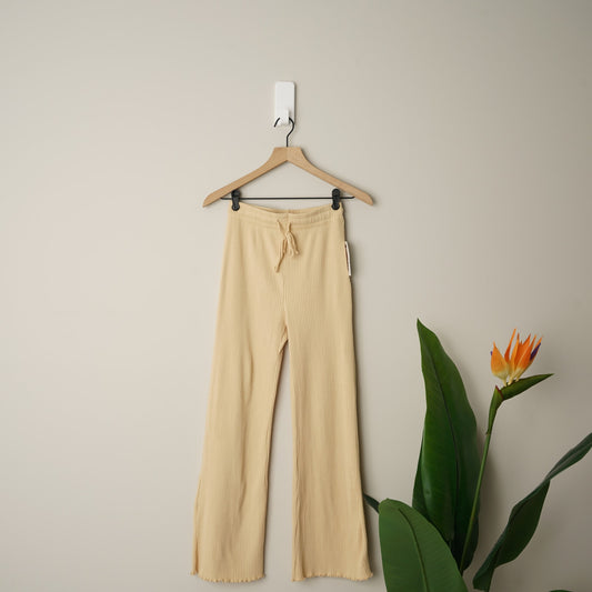 Billabong Out and About Rib Knit High Waisted Flared Cropped Pants Ribbed Solid