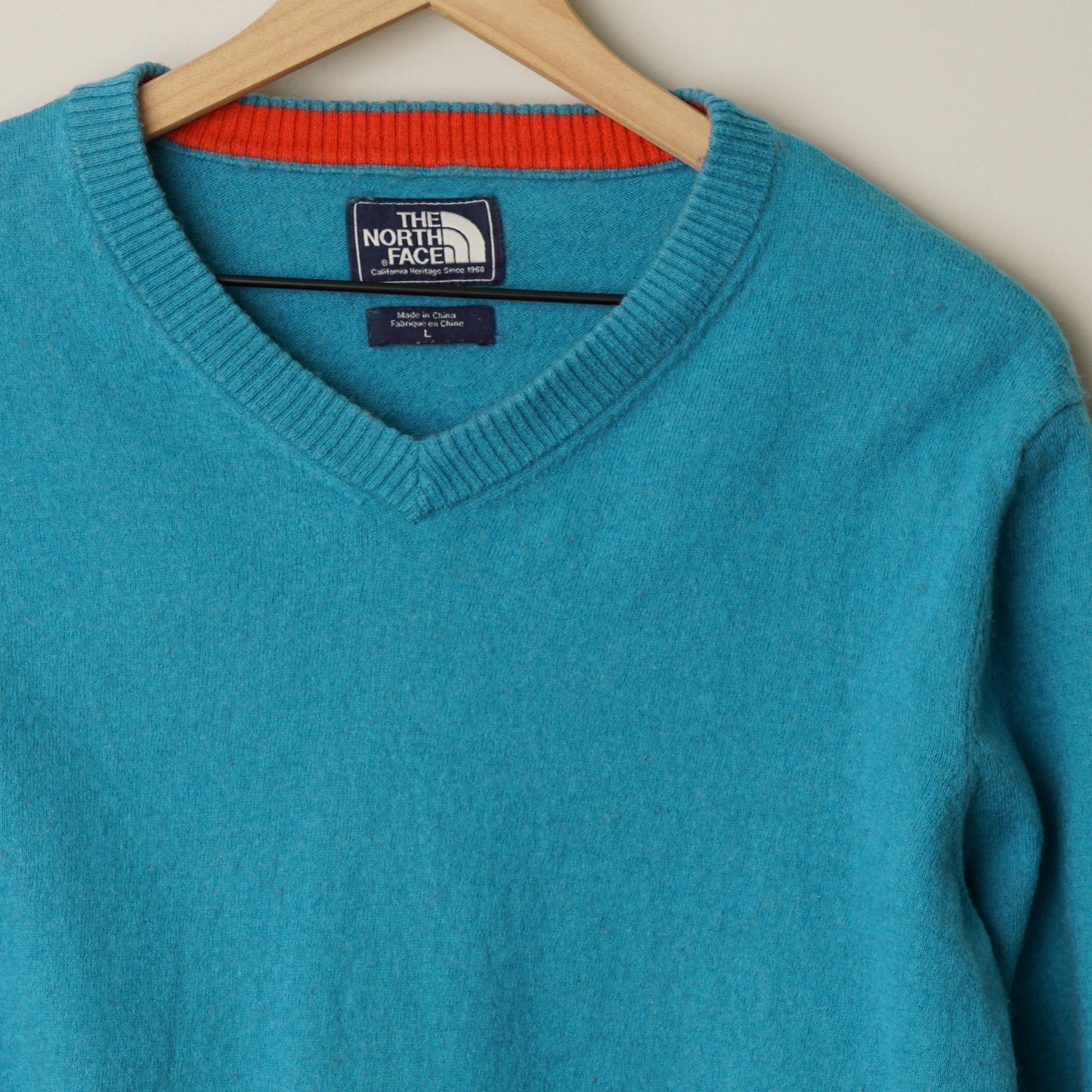 The North Face Wool/Cotton Blend 2000s Vintage Sweater Knit Y2K Long Sleeve Blue
