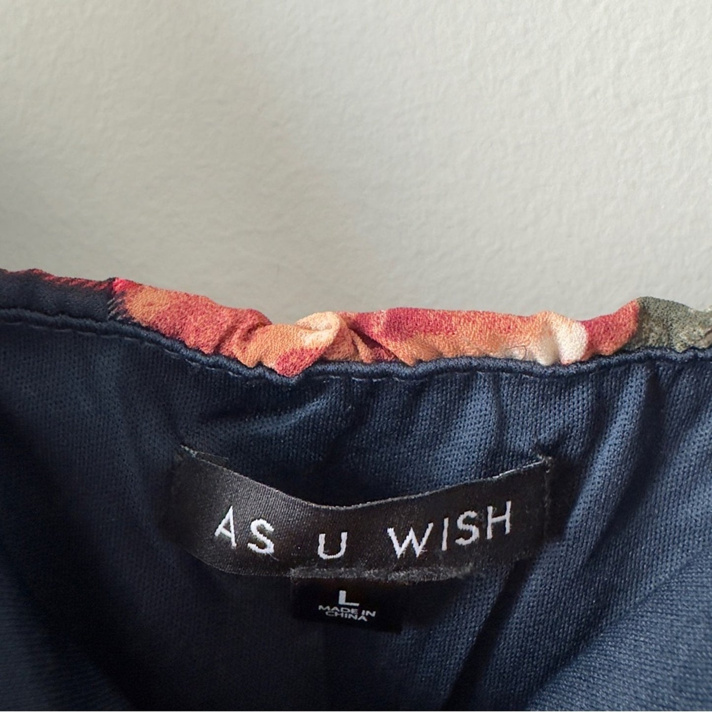 Buckle As U Wish Navy Floral Checkered Jumpsuit Tie Waist Cropped Spaghetti Blue