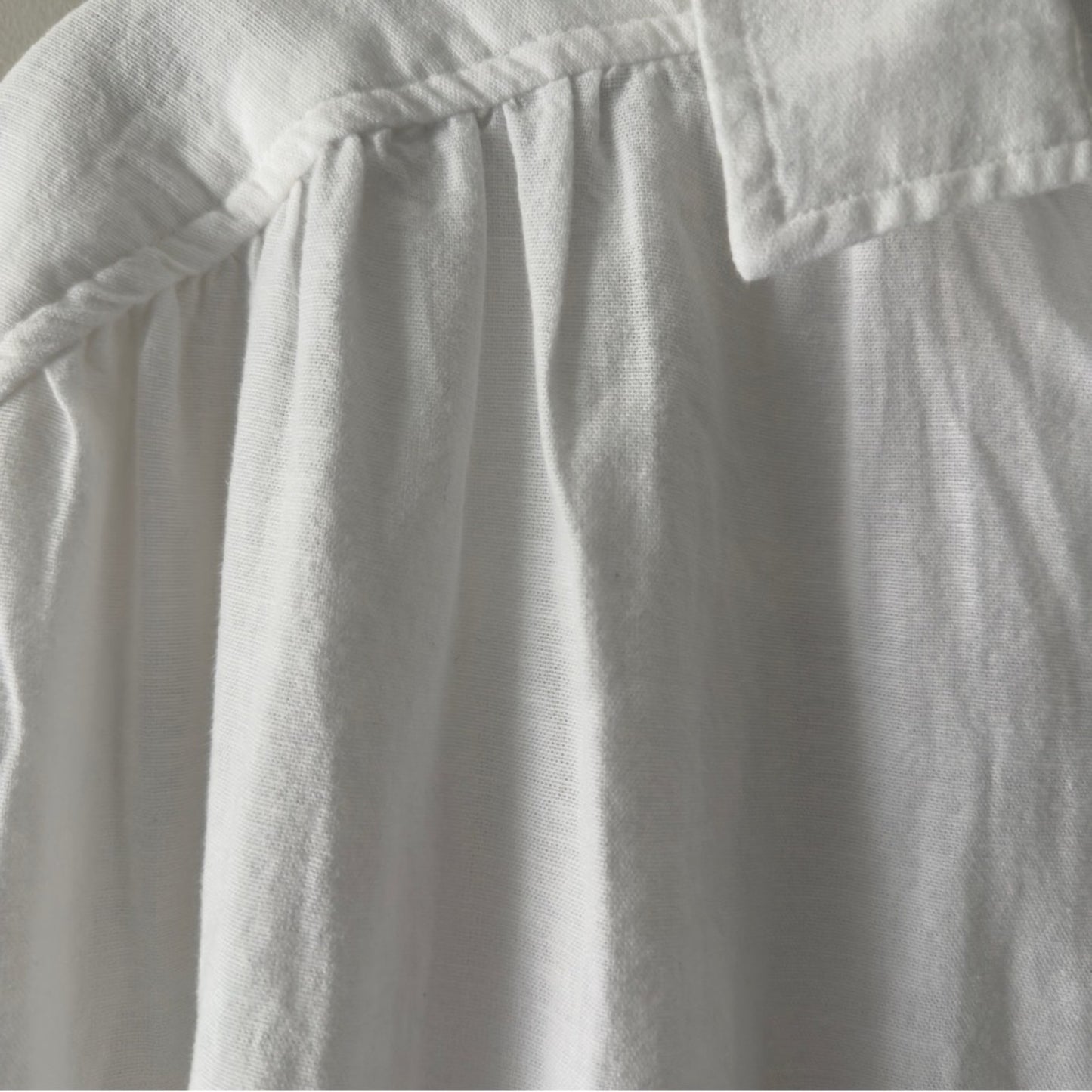 American Eagle Cotton Linen Blend White Button-Down Shirt Lace Hem Collared NWT