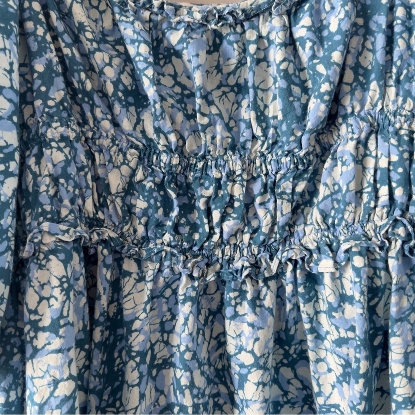 Revolve House of Harlow 1960 floral mini dress short bow balloon sleeve ruffle L