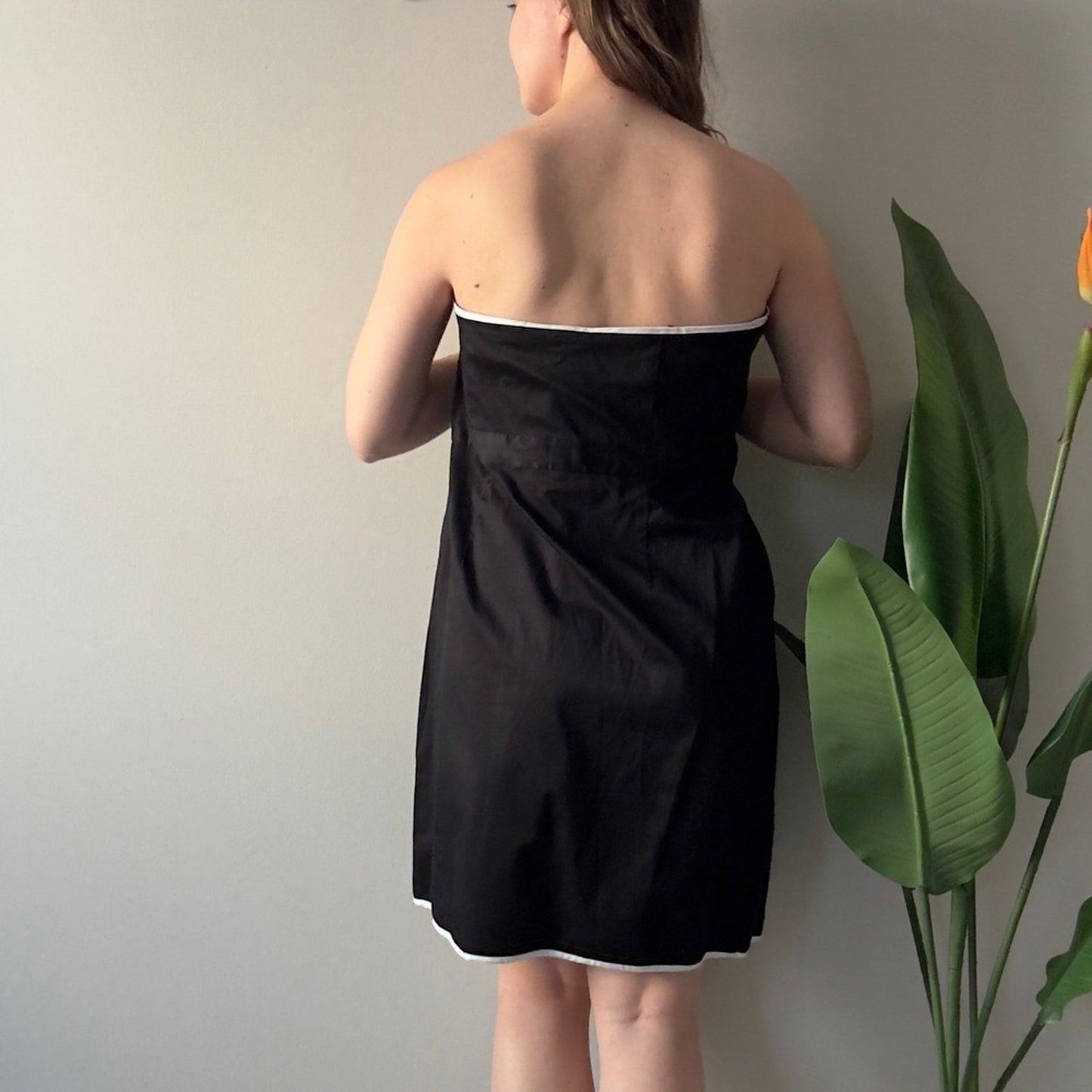 Vintage 2000s Y2K New York & Co. Black and White Strapless Dress Mini Ruffle NWT