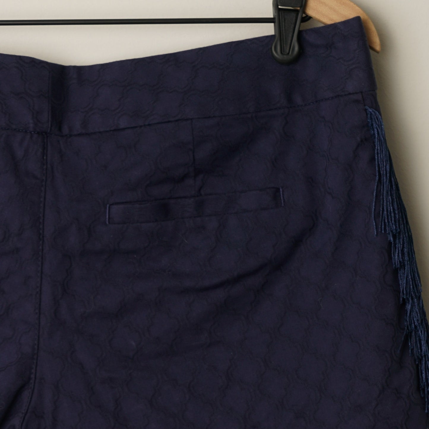 Lilly Pulitzer Ellie Fringe Shorts navy blue Classic Summer Pockets Cotton Zip 6