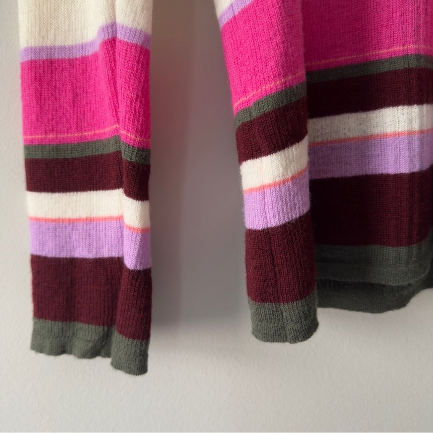 Kate Spade Fine Stripe Polo Sweater 100% Merino Wool Tight Knit preppy light EUC