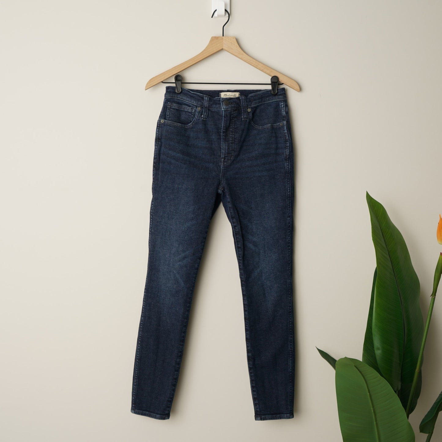 Madewell 10" High-Rise Skinny Jeans Dark Wash Cotton Stretch Zip Button Casua