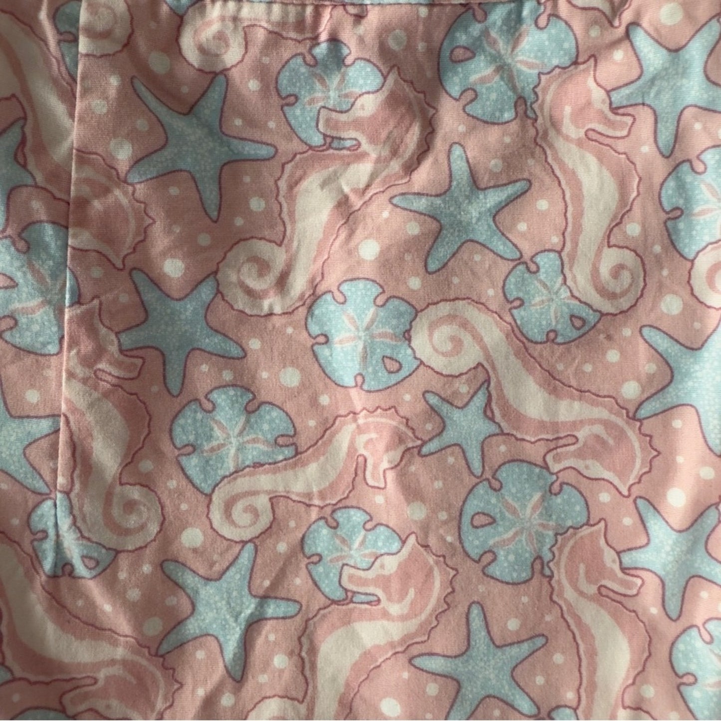 Vineyard Vines Seahorse Print Y2K Strapless Pink mini Dress sand dollar starfish