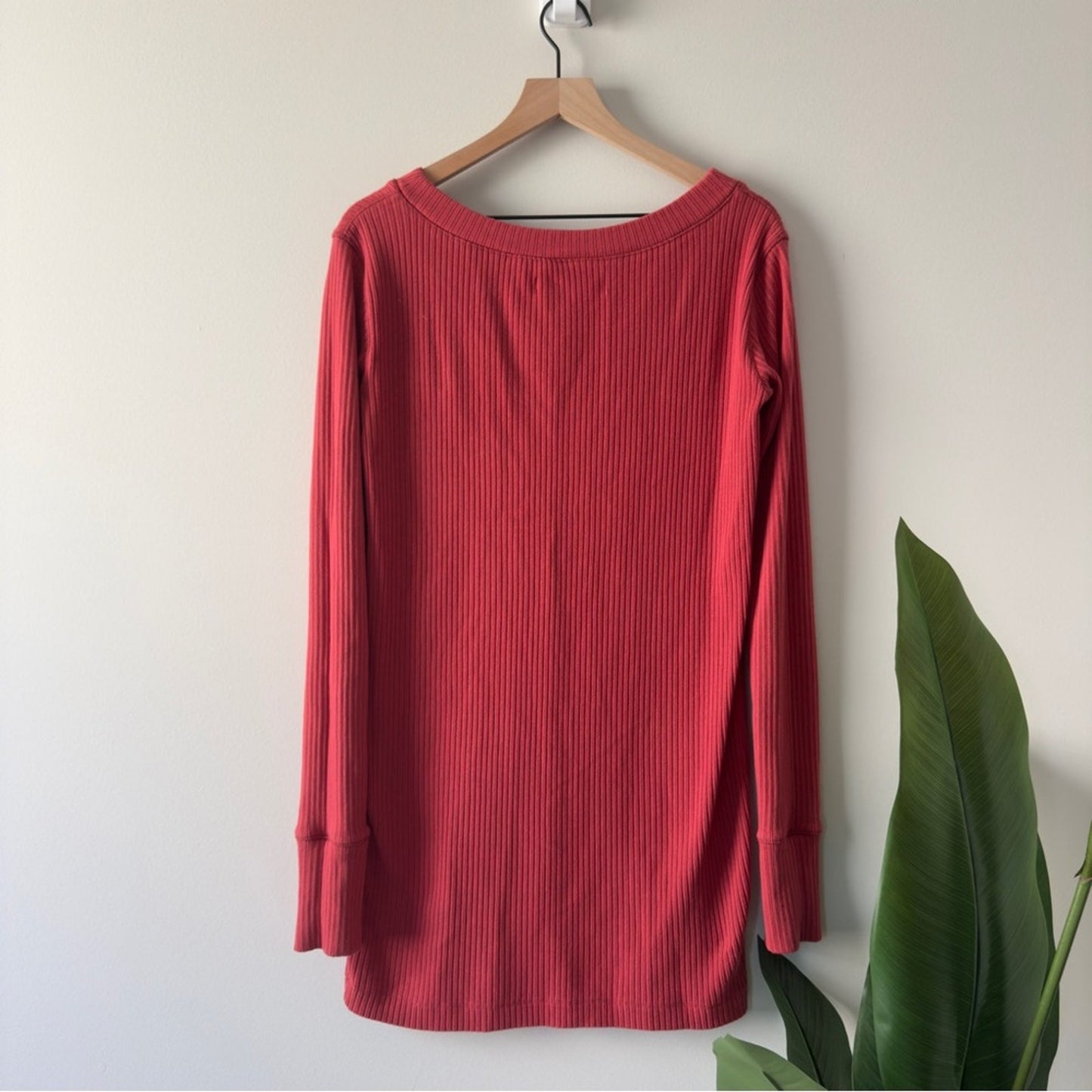Free People FP Beach Ribbed Long Sleeve Tunic Cotton Stretch Casual oversized M