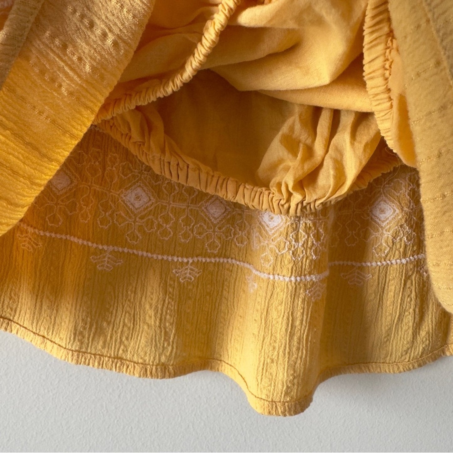 American Eagle Outfitters Strapless Crop Top Yellow White Smocked Tube Top Crop