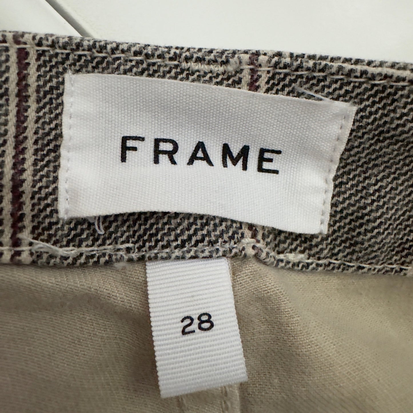 Frame Le Crop Mini Boot Pants plaid cotton blend pockets zipper button stretch