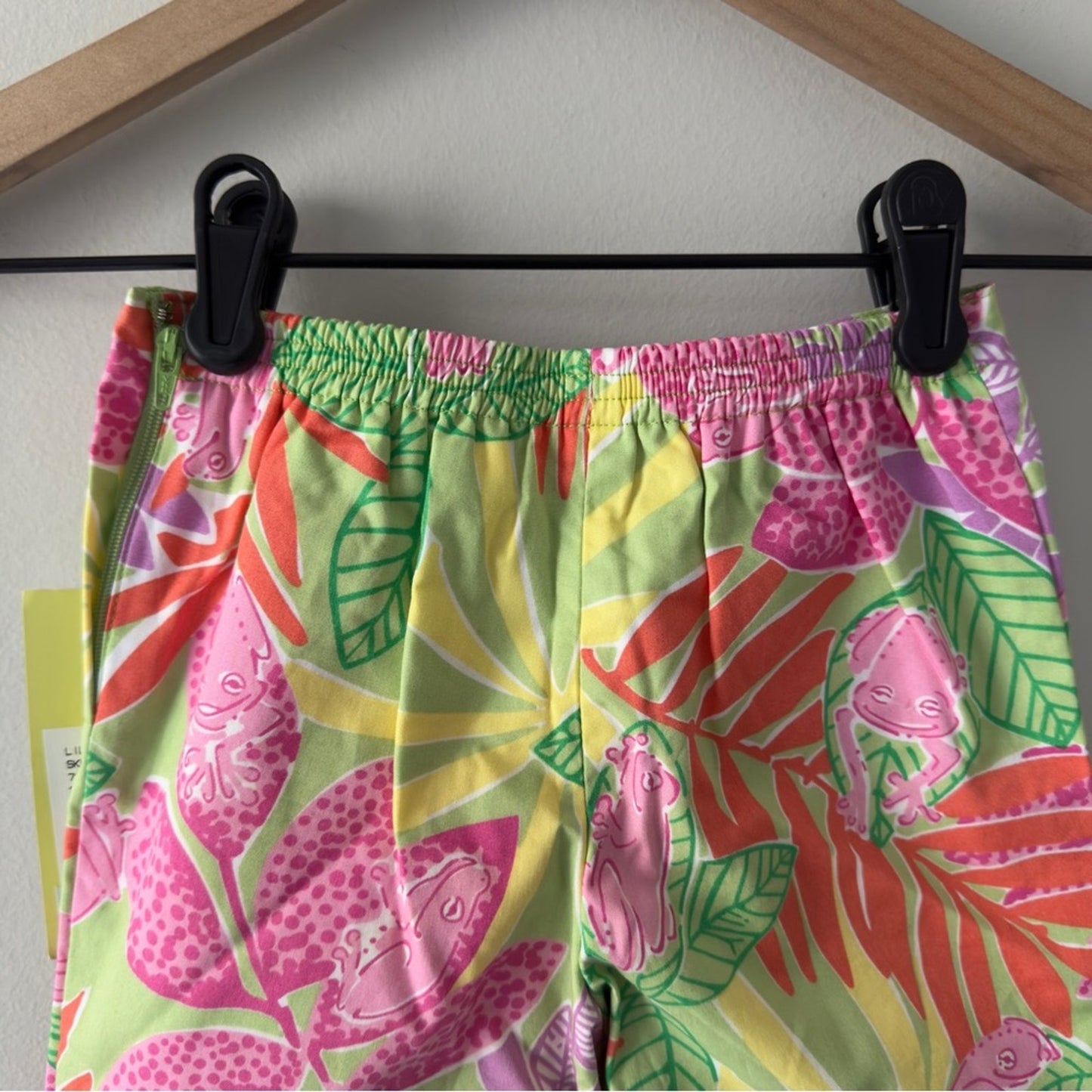Lilly Pulitzer Vintage 2000s Capris Frog Print Summer Floral Bows Lace Zipper 3T