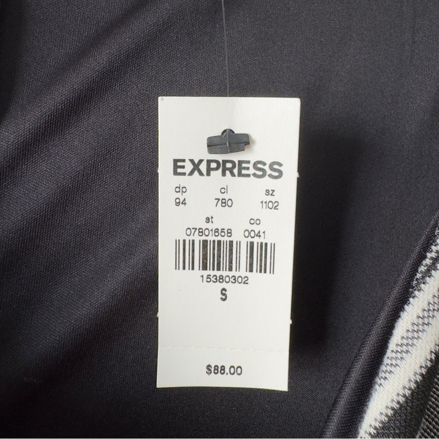 Express Gray and White striped Sheath Midi Dress V-Neck Cap Sleeves zip up slit