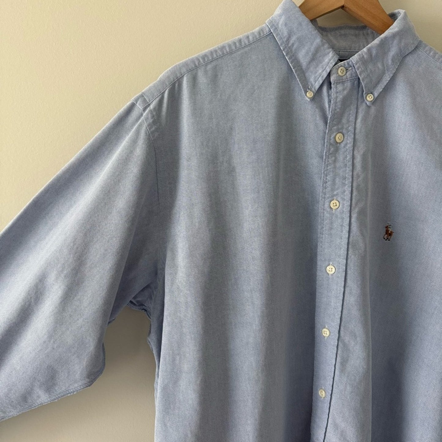 Ralph Lauren Yarmouth 100% Cotton Blue Long Sleeve Casual Button-Down Shirt Work