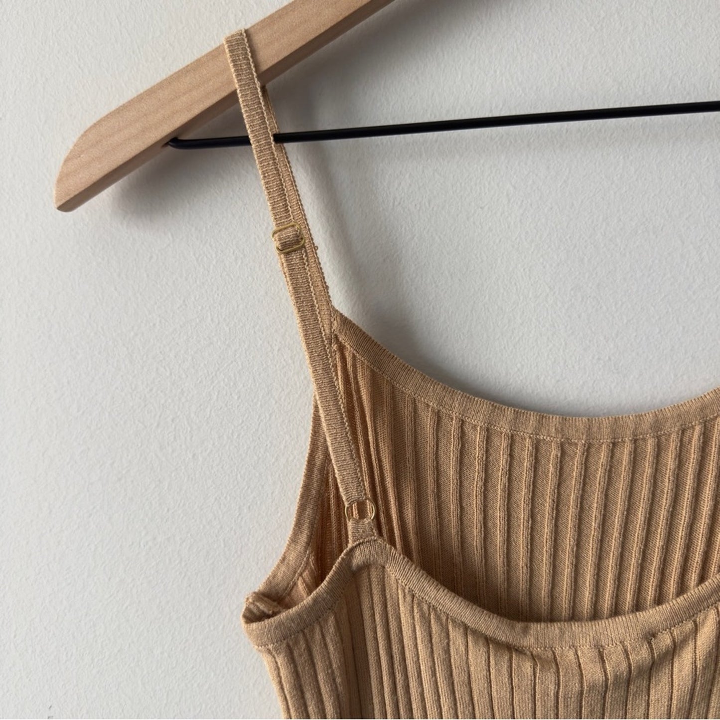 House of Harlow 1960 Revolve Tan Ribbed Mini Dress adjustable spaghetti straps S