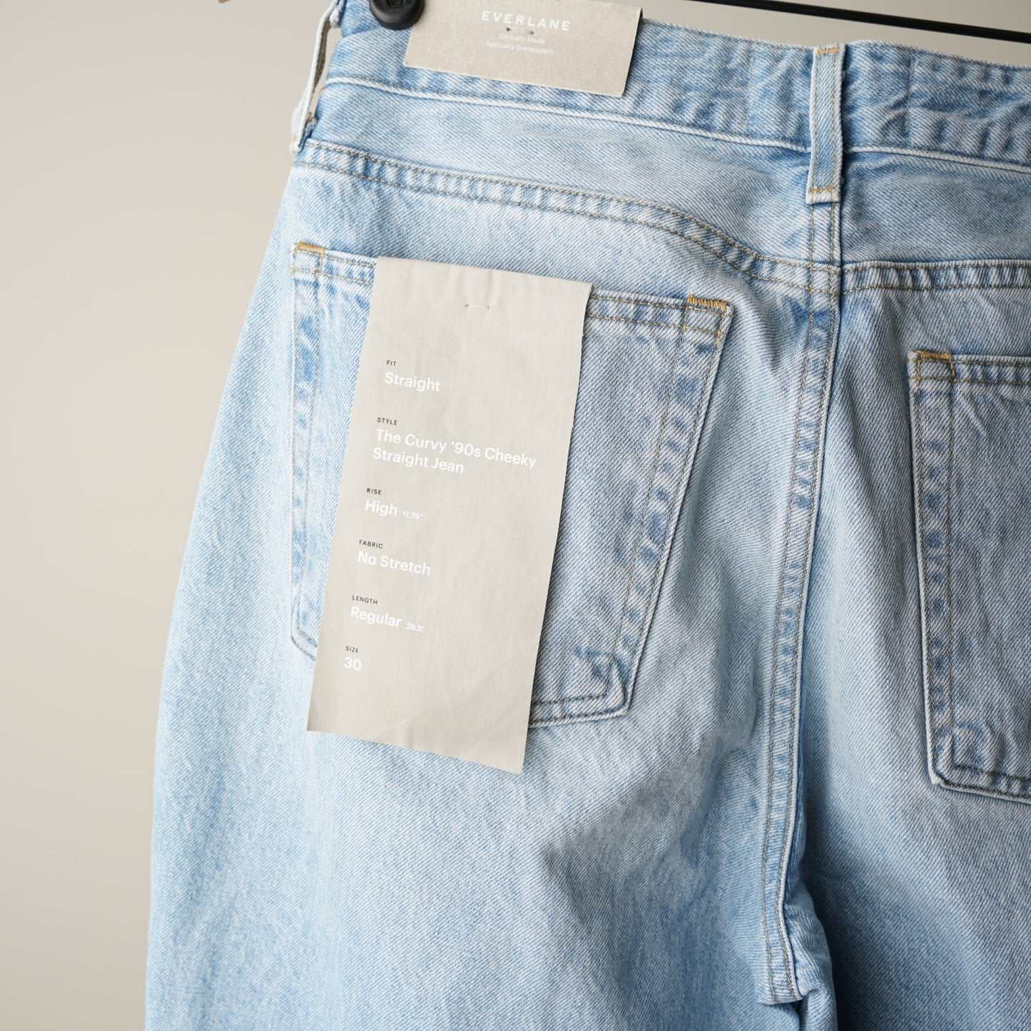 Everlane The Curvy '90s Cheeky Straight Jean Vintage Sunbleached Blue Button Fly