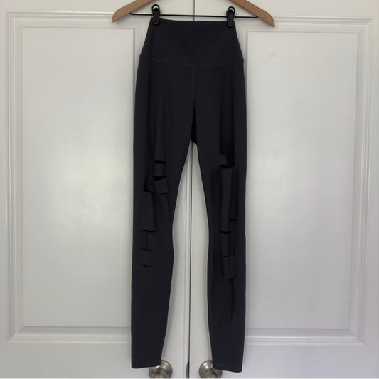 Alo High Rise Slit Front Leg Athletic Leggings Stretch Activewear Athleisure XS
