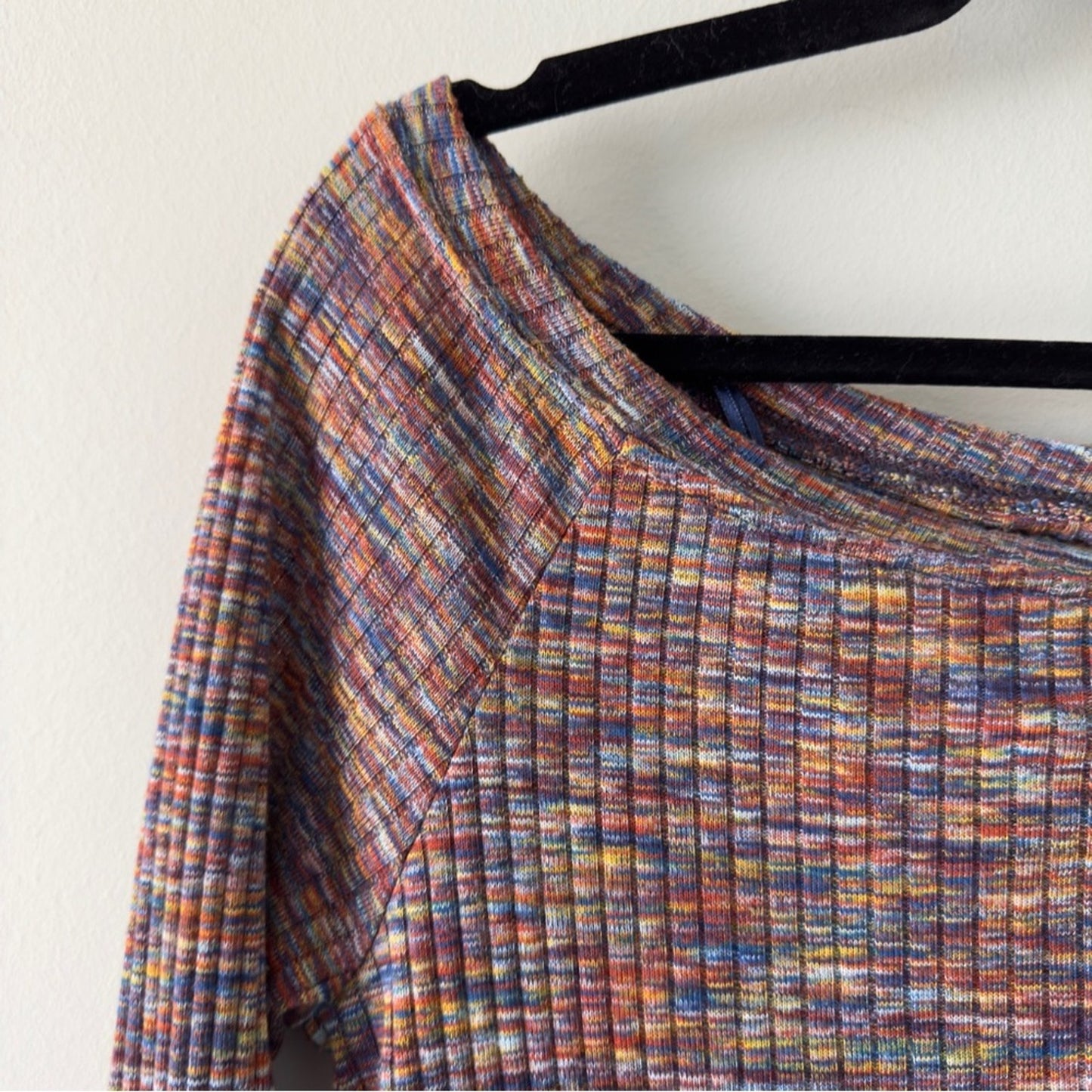 Anthropologie Akemi + Kin Rainbow Multicolor Knit Top long bell sleeves ribbed S