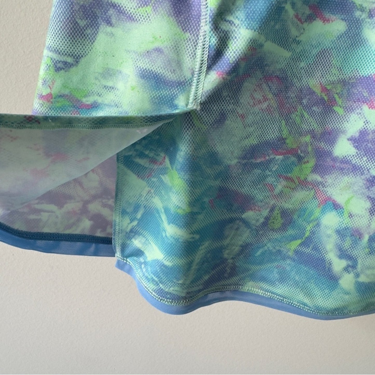 Ivivva by Lululemon Blue and Green Patterned Athletic Dress Mini Sleeveless EUC