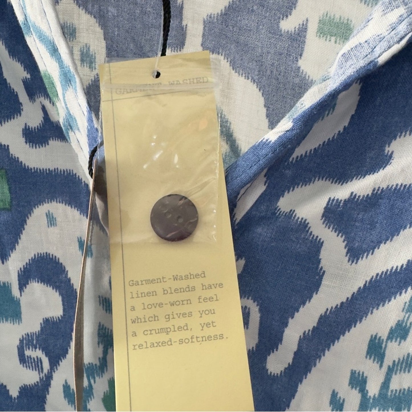 Christian Siriano Blue and White Button Down Shirt Abstract Pattern Print Collar