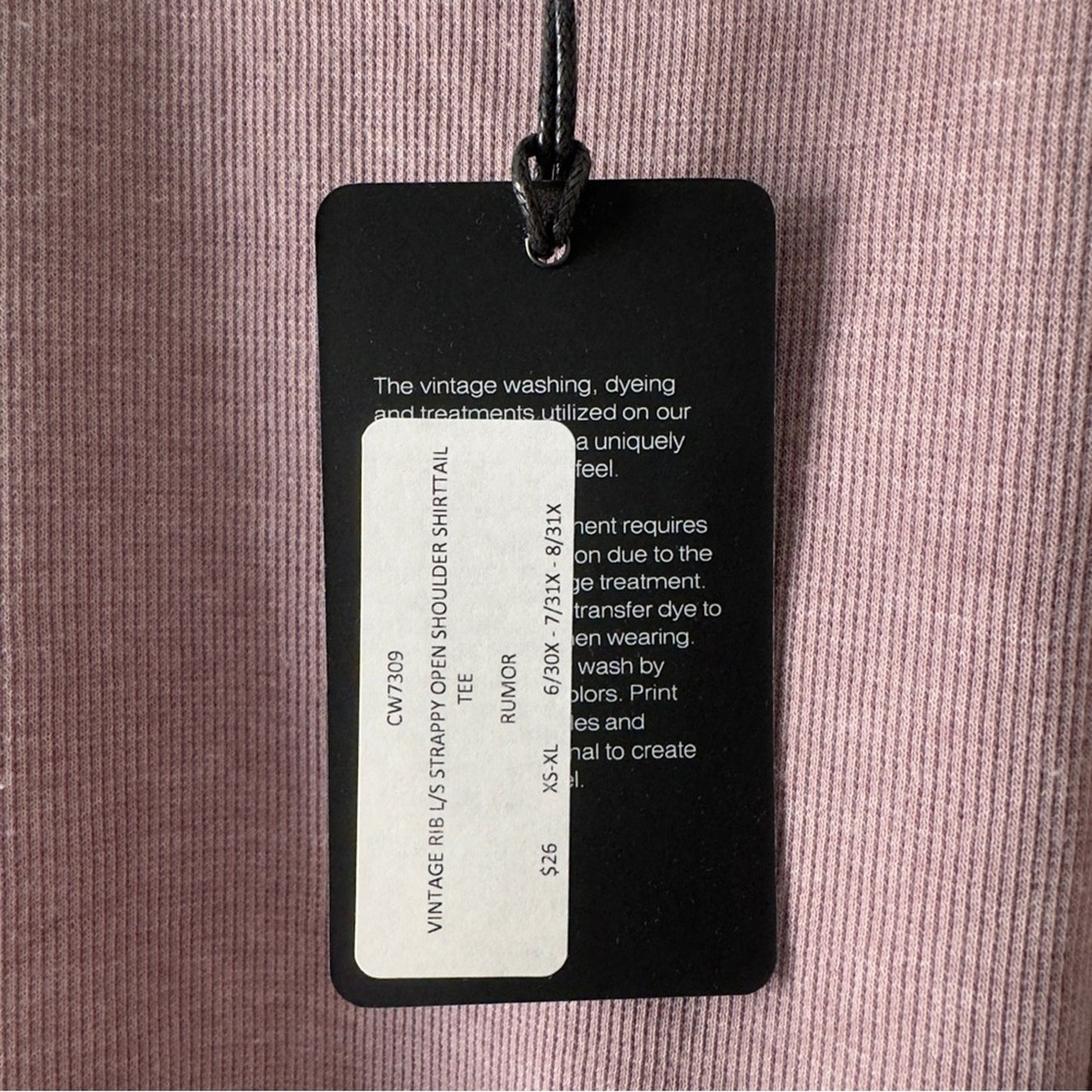 Revolve Chaser Vintage Rib Strappy Long Sleeve Open Shoulder Shirttail Tee Top M